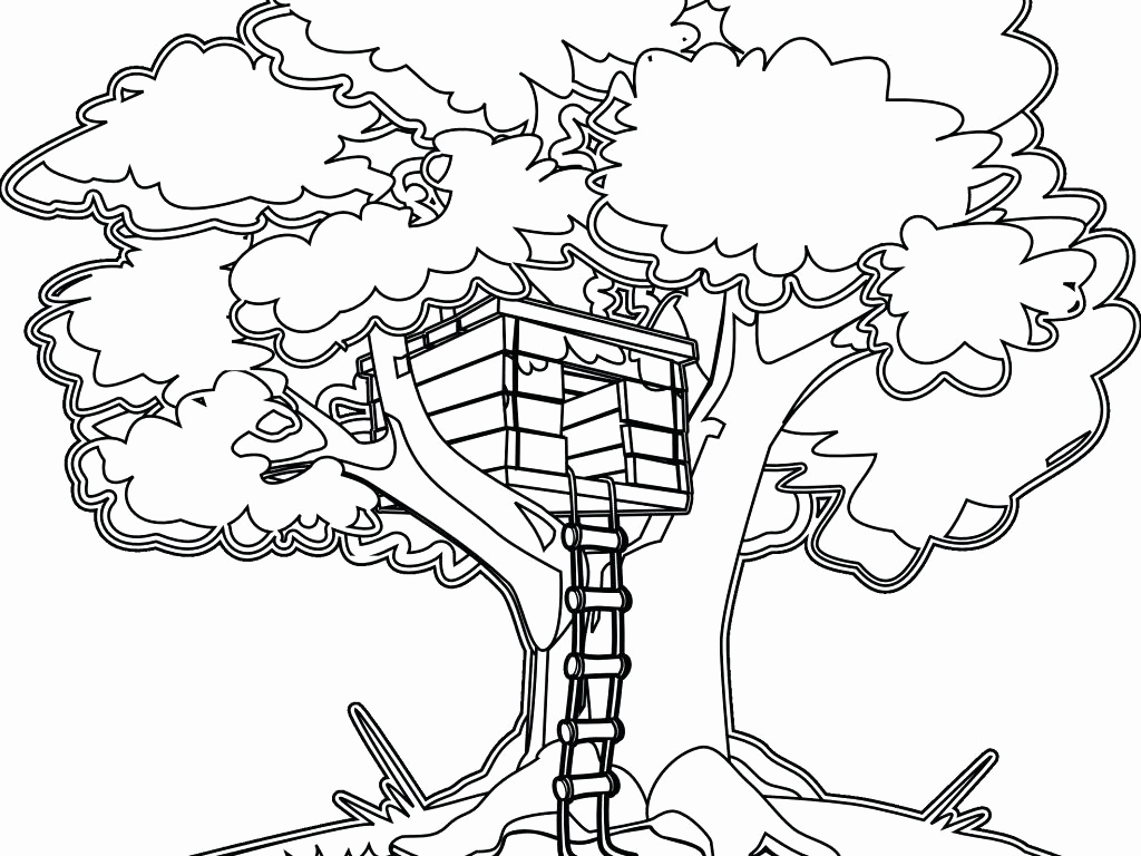 1024x768 Tree House Coloring Pages Example House Coloring Pages Online