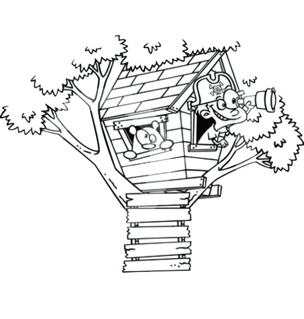 594x624 Tree House Coloring Pages Tree House Coloring Pages Kids Treehouse