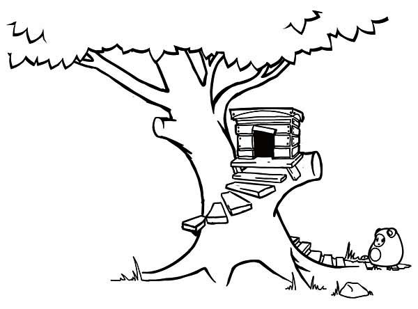 600x444 Treehouse With Round Stairway Coloring Page Color Luna