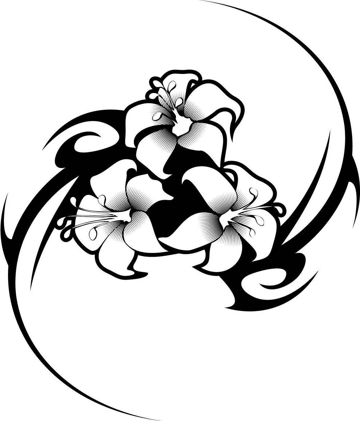 1170x1368 Hawaiian Flower Tribal Tattoos Tattoo Art Coloring Pages, Tribal