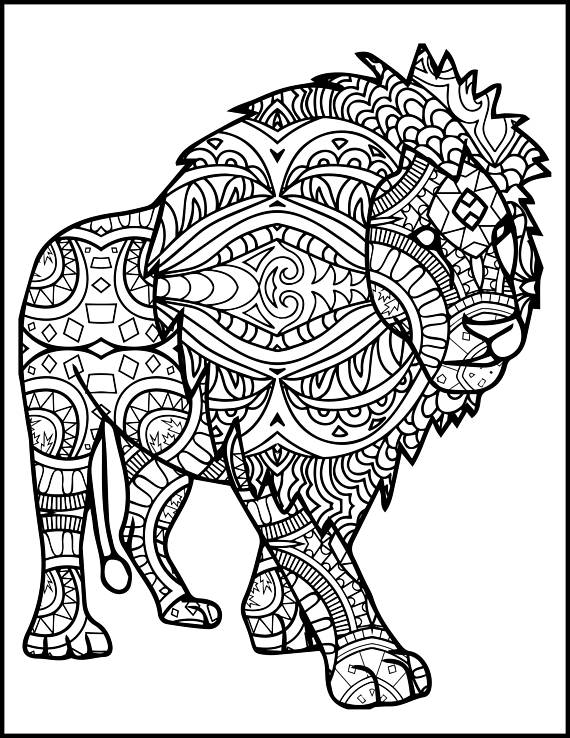 570x738 Adult Tribal Coloring Lion Page Grig3 Org