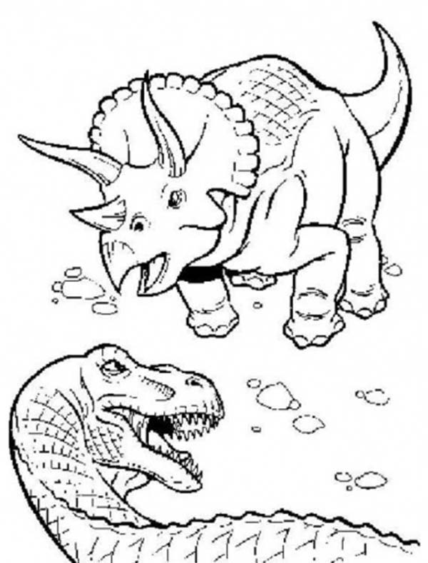 600x789 T Rex Fighting With Triceratops Coloring Page Color Luna