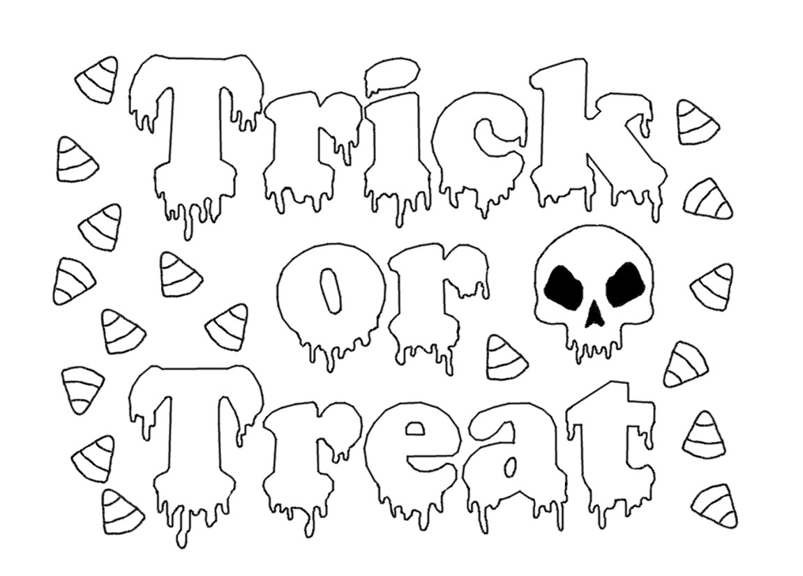 1151x826 Halloween Trick Or Treat Coloring Pages Art Colors For Kids Draw