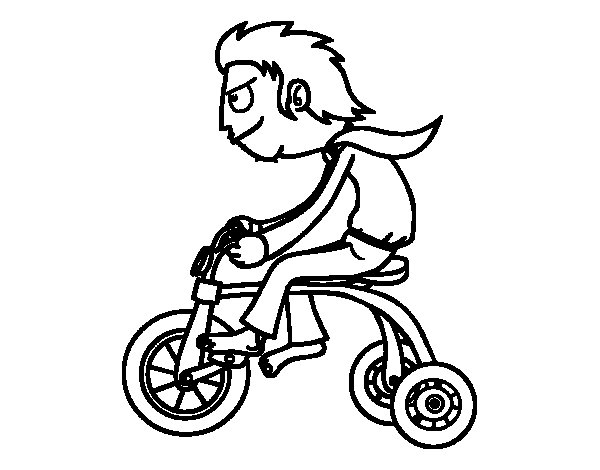 600x470 Boy In Tricycle Coloring Page