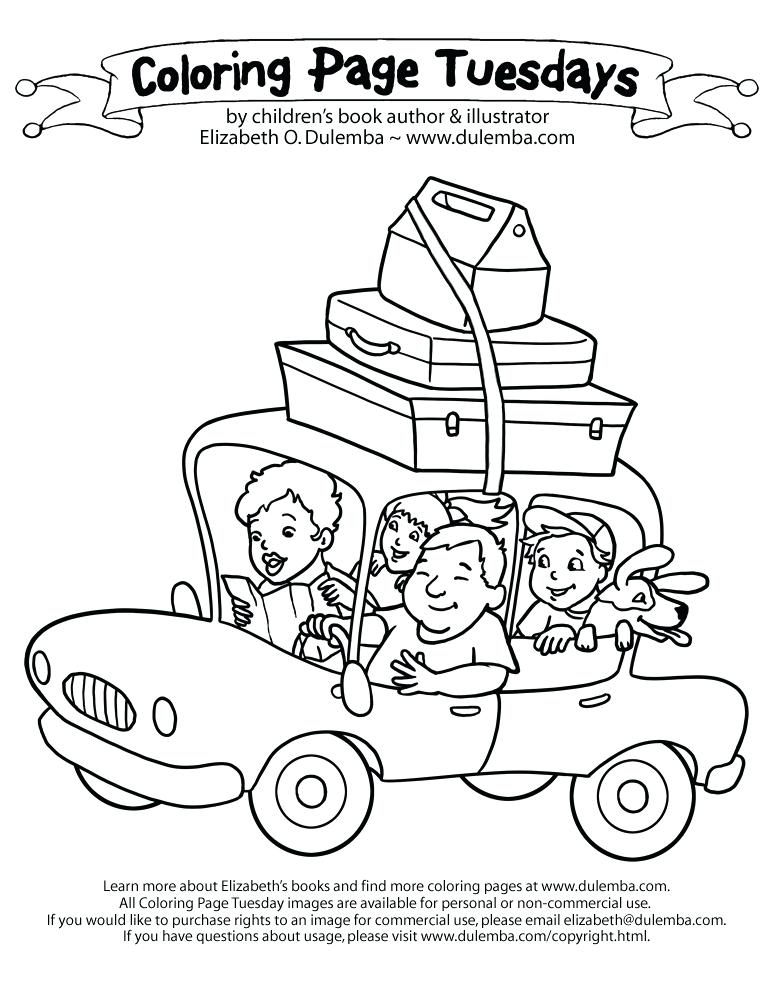773x1000 Traveling In A Car Coloring Page Printable Road Trip Coloring
