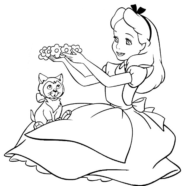 618x626 Alice In Wonderland Coloring Pages Free Download World Knowledge