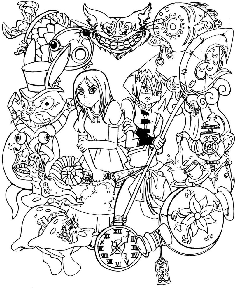 806x992 Trippy Alice In Wonderland Coloring Pages Collection Free