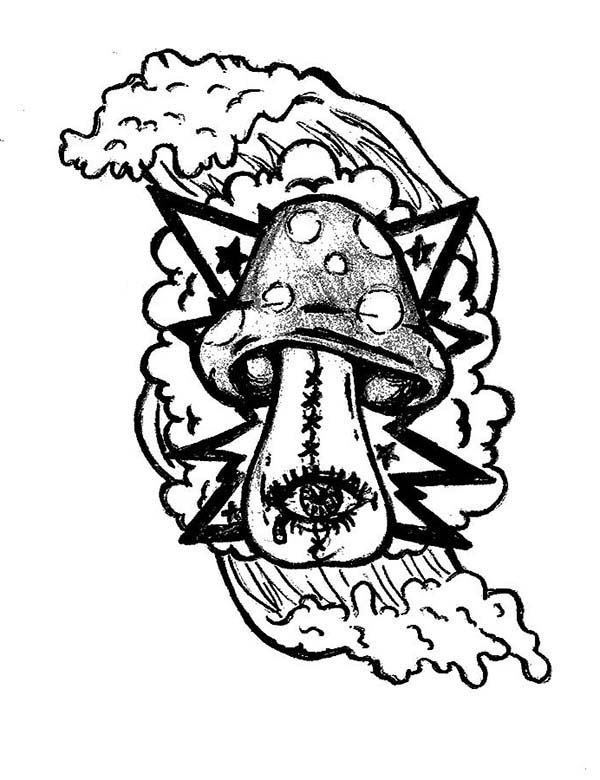 600x780 Intricate Trippy Coloring Pages Mushrooms To Print Weed Book Sun