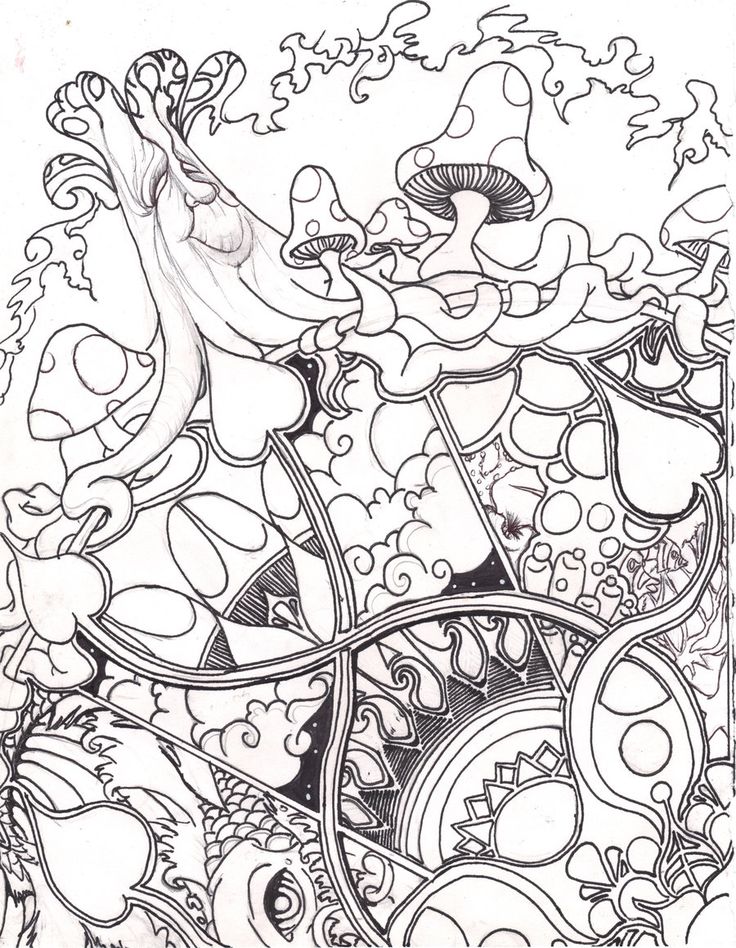 Trippy Mushroom Coloring Pages