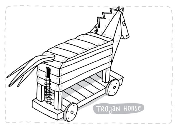 600x439 Free Trojan Horse Coloring Pages