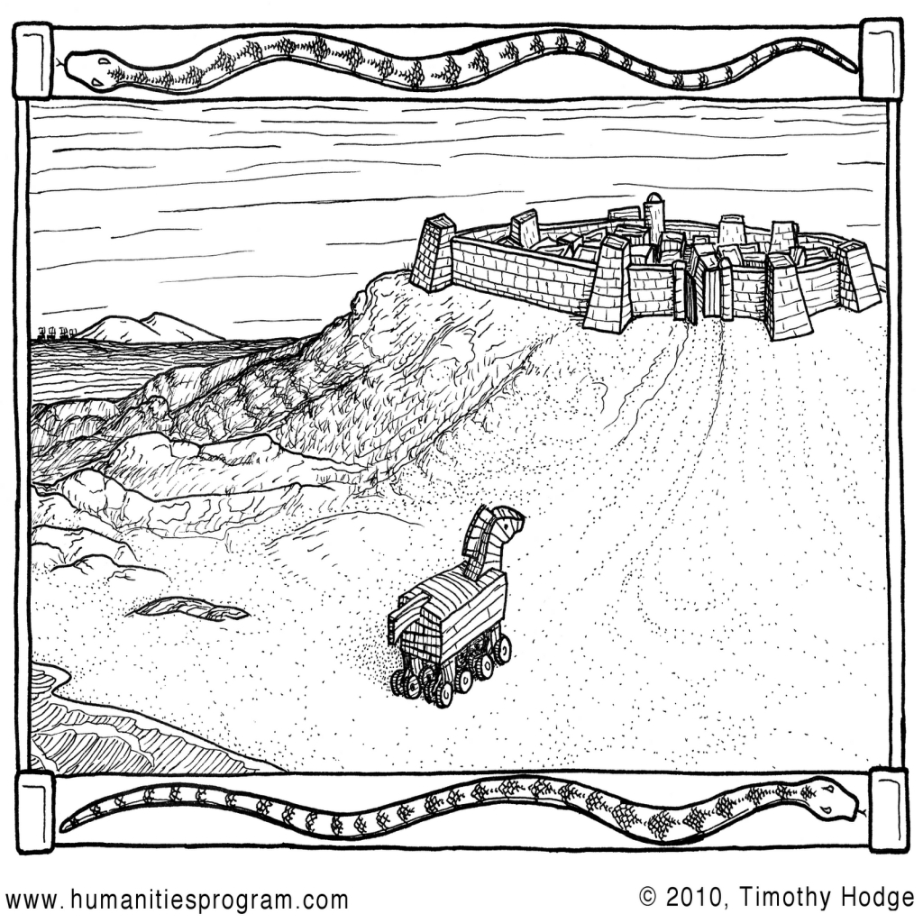 1024x1024 The Most Fantastic Trojan Horse Coloring Page