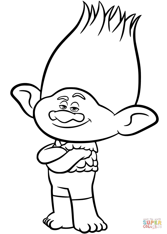 686x960 Troll Outline Branch From Trolls Coloring Page Free Printable