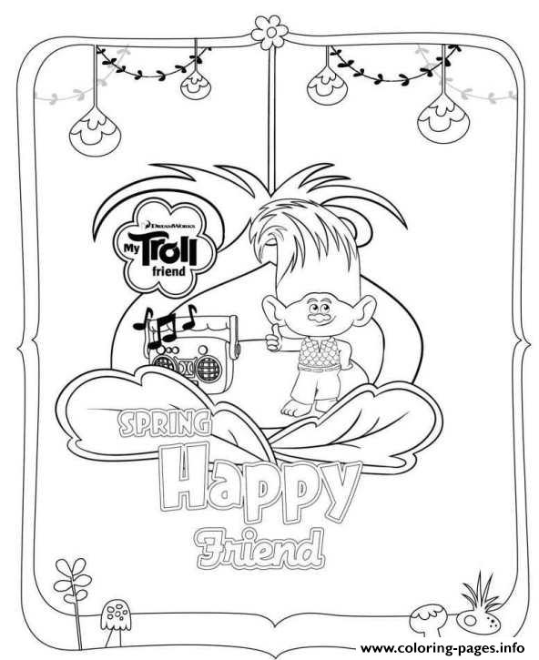 592x725 Trolls Movie 2016 Spring Happy Friend Coloring Pages Printable