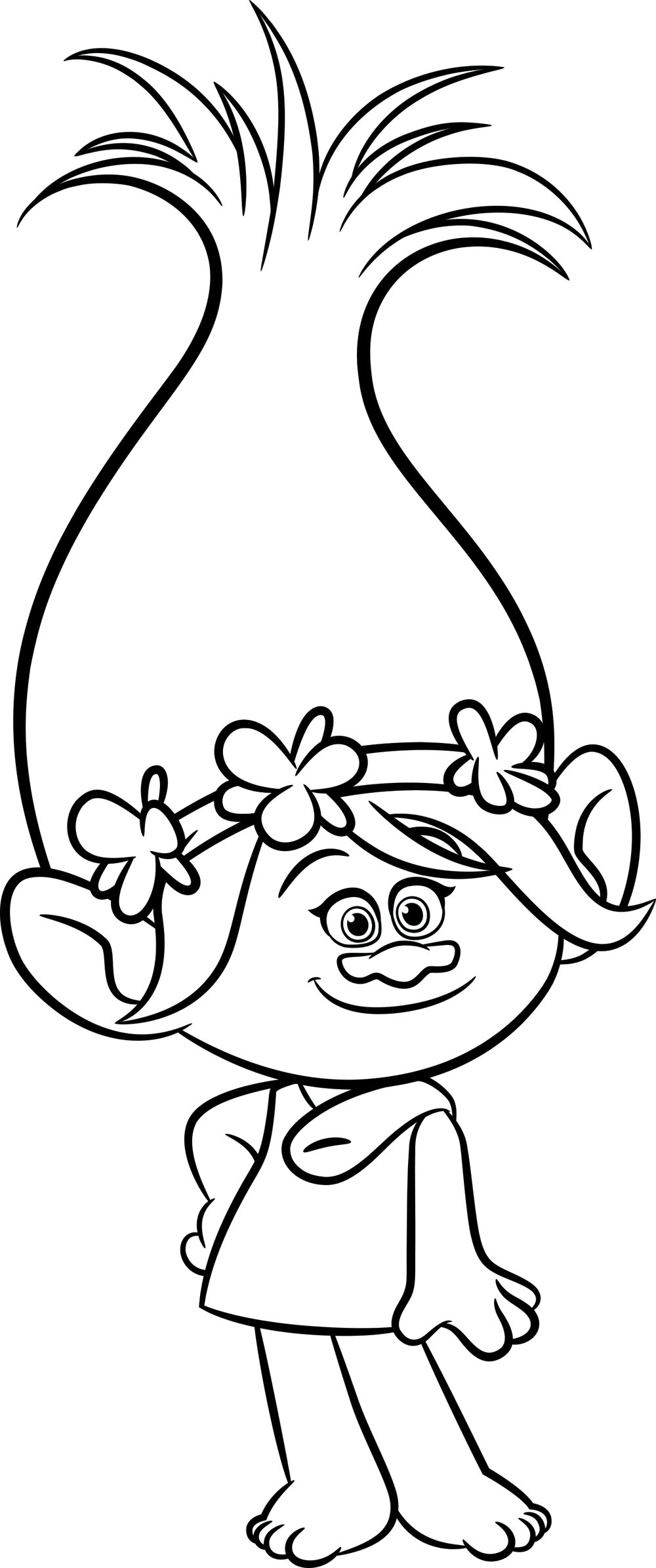 1000x2391 Trolls Lovely Poppy Free Coloring Page Kids Printable