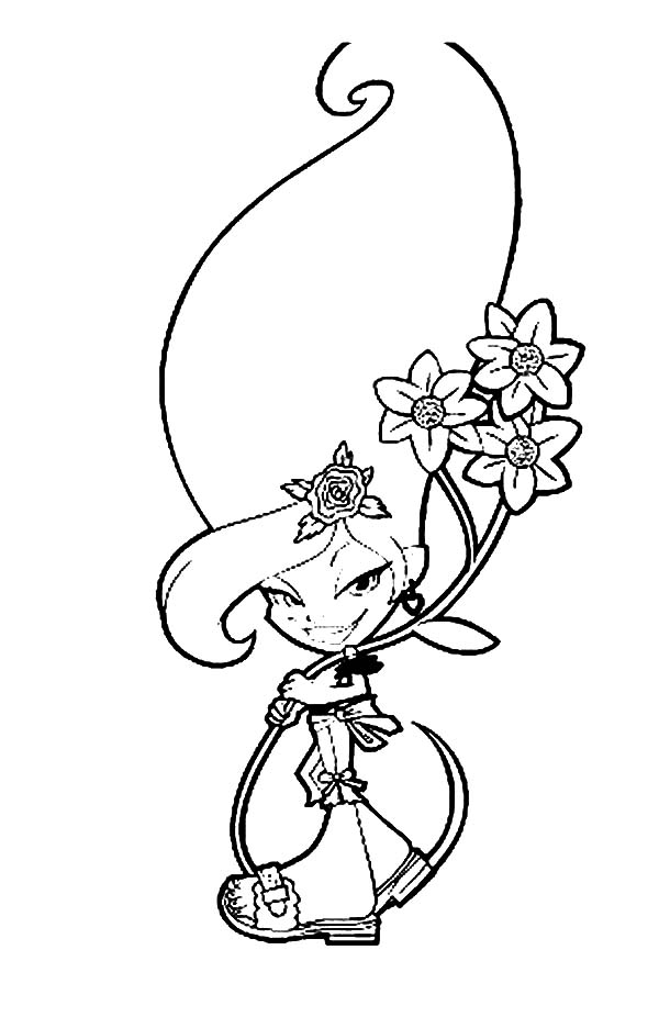 600x926 Amethyst Van Der Troll Holding Beautiful Flower Trollz Coloring