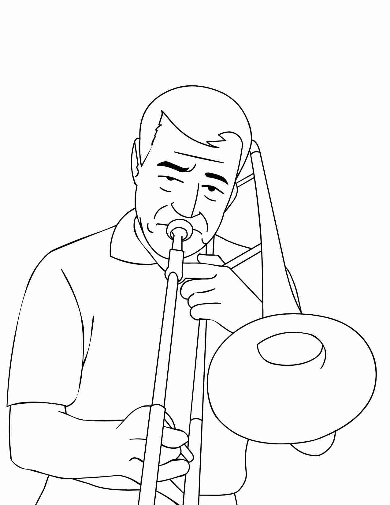 1275x1650 Trombone Coloring Pages Stunning Trombone Coloring Page