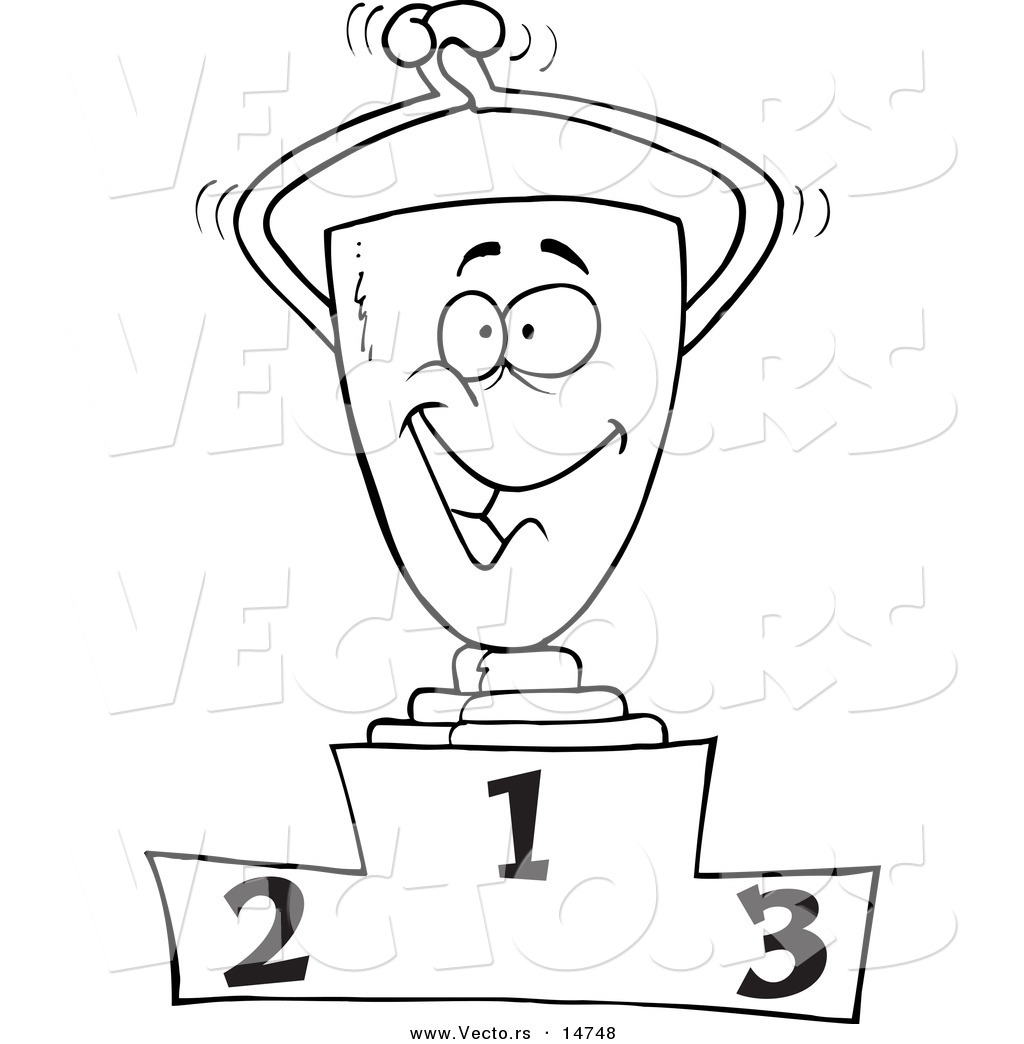 1024x1044 Vector Of A Cartoon Trophy On The First Place Podium