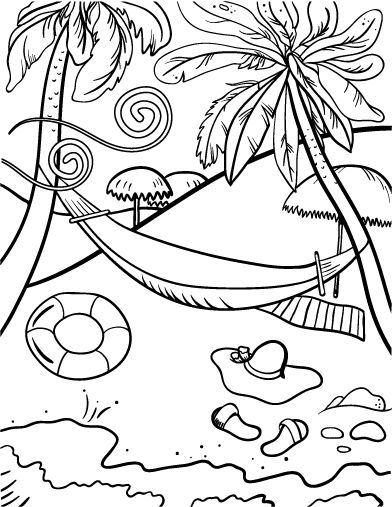 Tropical Beach Coloring Pages