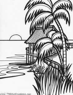 236x308 Beach Sunrise Coloring Page