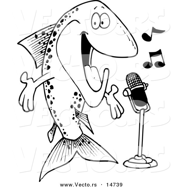 600x620 Vector Of A Cartoon Musical Trout Singing