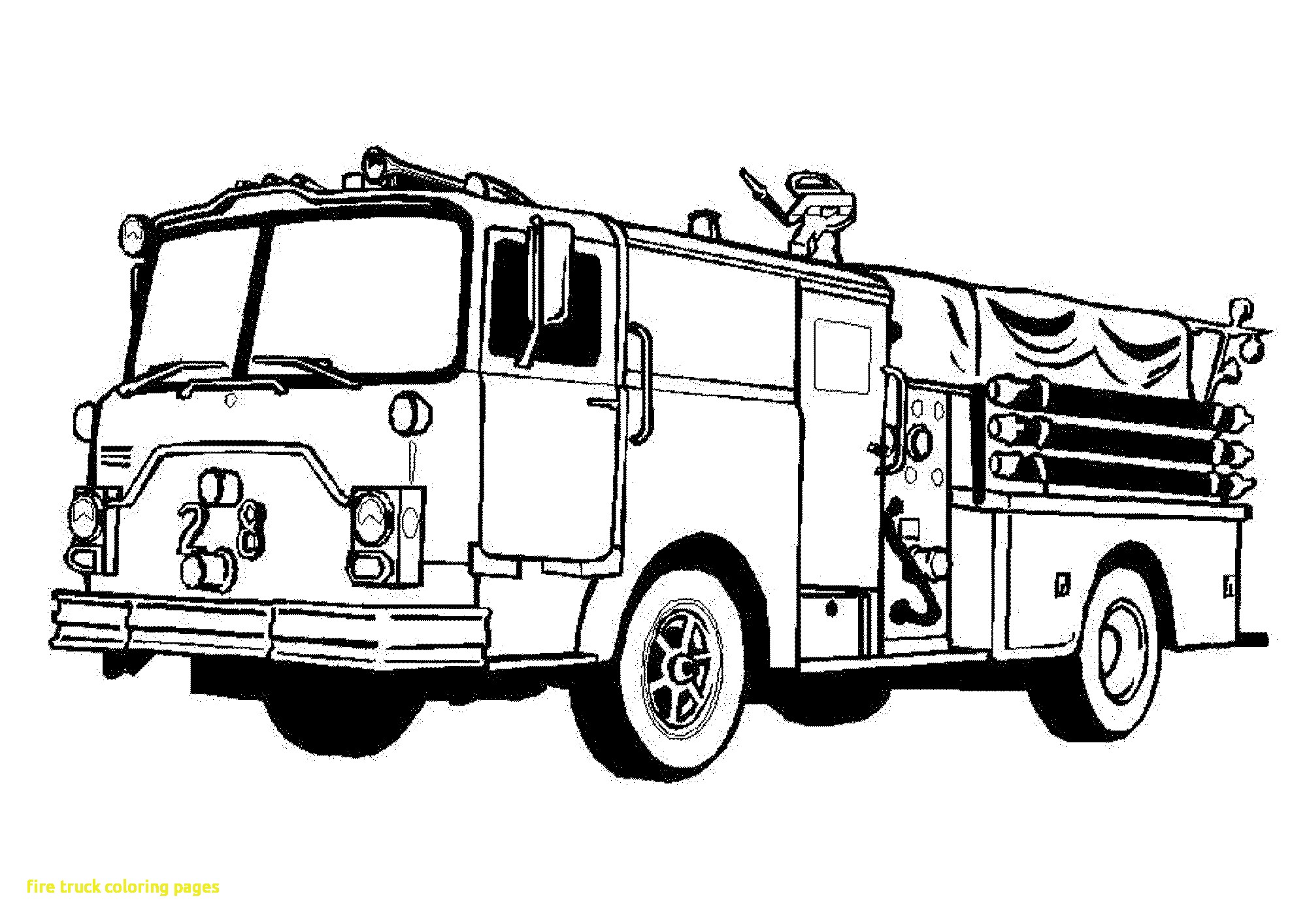 2000x1414 Fire Truck Coloring Page