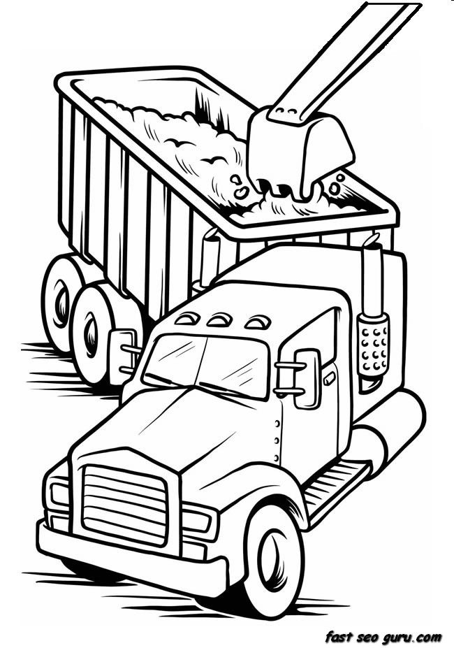 650x927 Printable Work Load Truck Coloring Book Page For Boy Coloring