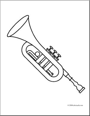 304x392 Clip Art Trumpet (Coloring Page) I Abcteach