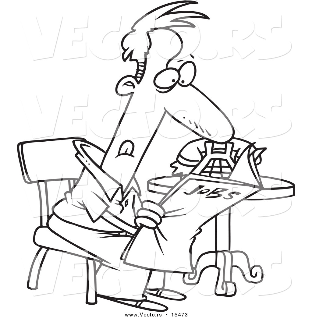 1024x1044 Vector Of A Cartoon Unemployed Man Searching For Jobs In