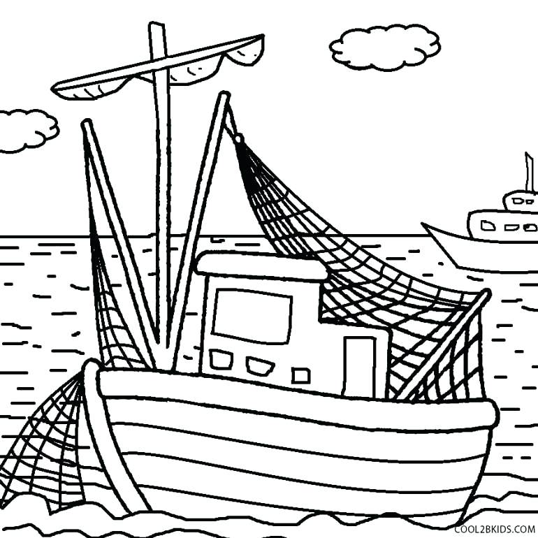 770x770 Coloring Pages Of Boats Tugboat Rowboat On The Lake Coloring Page