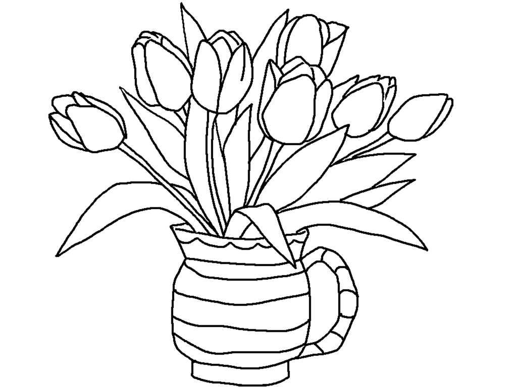 1024x768 Free Printable Tulips Coloring Pages