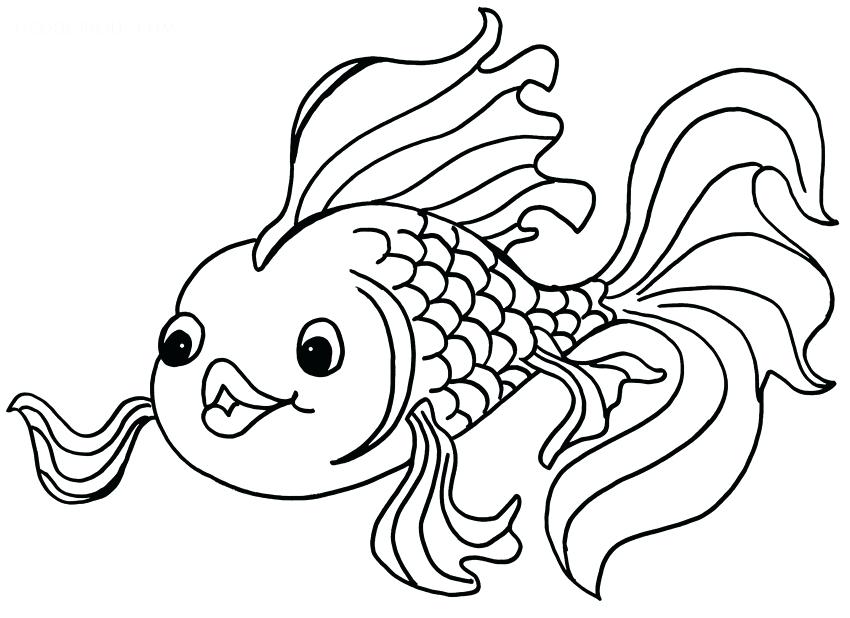 850x618 Fish Coloring Pages To Print Drawn Gold Fish Coloring Page 1 Fish