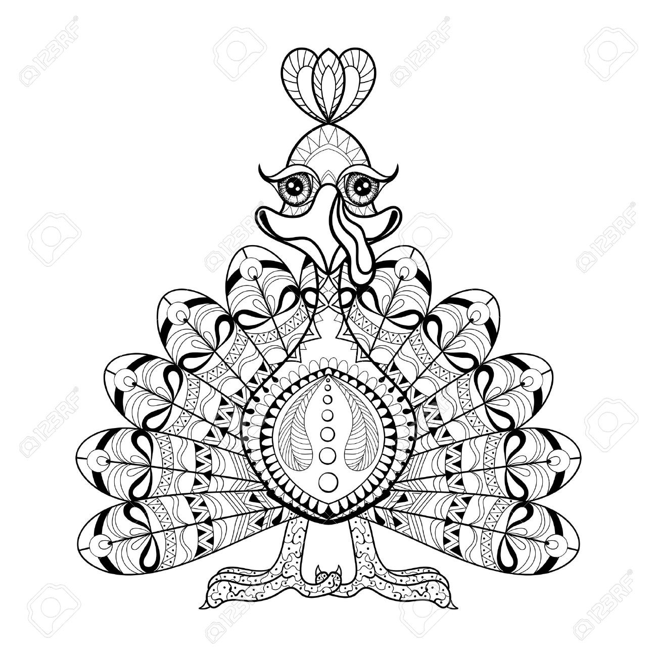 1300x1300 Hand Drawing Turkey For Adult Anti Stress Coloring Pages Also