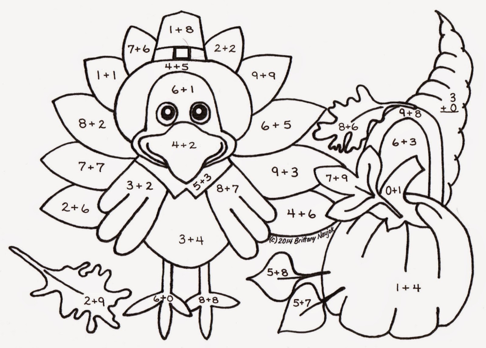 1600x1144 Gigantic Turkey Math Coloring Pages Free For Preschoolers 3960