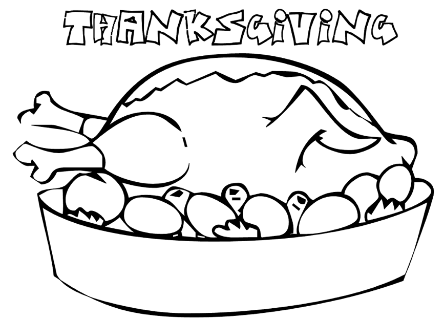 867x623 Turkey Dinner Coloring Page Amp Coloring Book