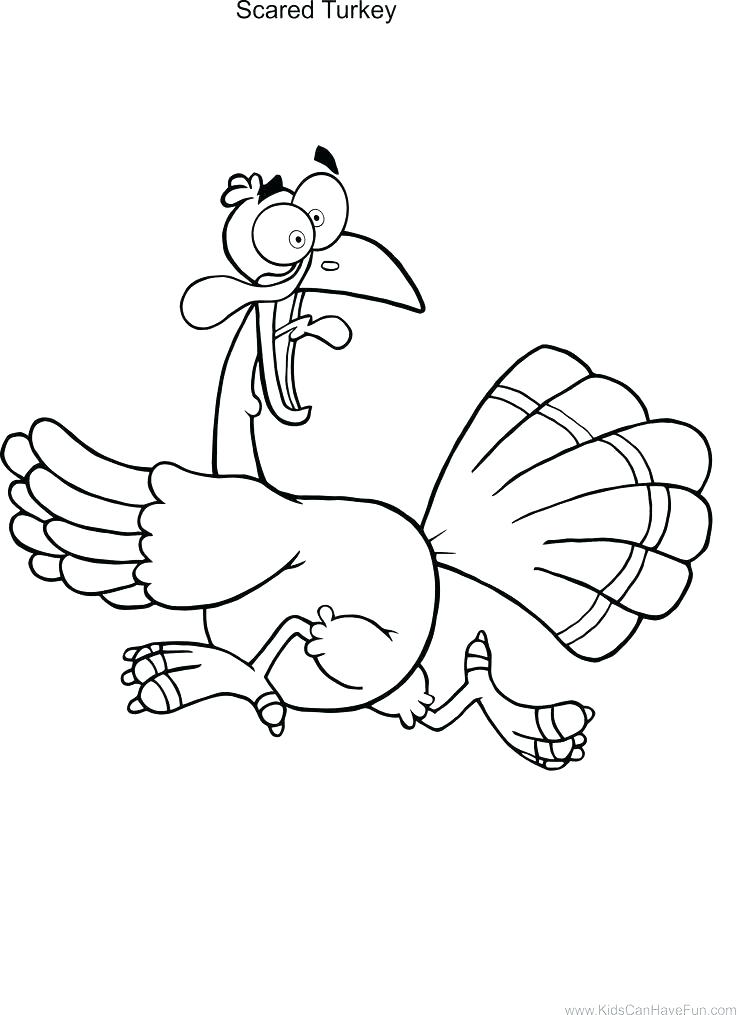 736x1015 Thanksgiving Turkey Coloring Pages Scared Page Best Sheets Pdf