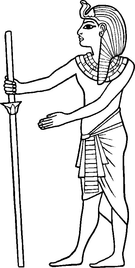 449x894 King Tutankhamun Of Ancient Egypt And His Walking Sticks Coloring