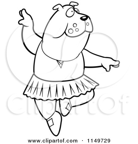 450x470 Cartoon Clipart Of Blacknd White White Ballerina Bulldog In