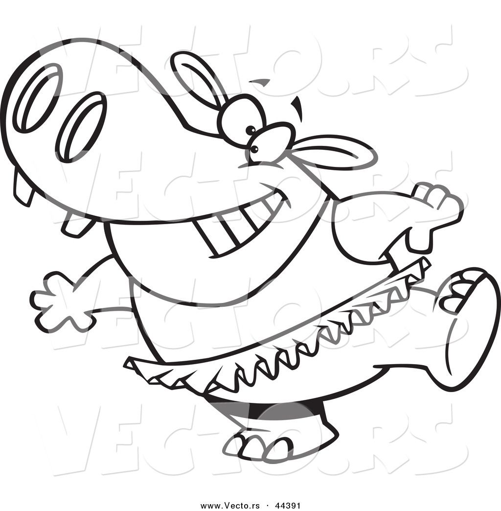 1024x1044 Incredible Vector Of A Happy Cartoon Ballet Hippo In Tutu Coloring