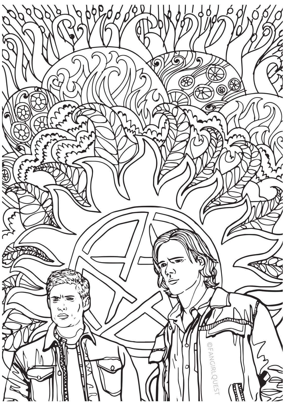 1131x1600 Supernatural Coloring Book Color Your Own Castiel! Fangirl Quest