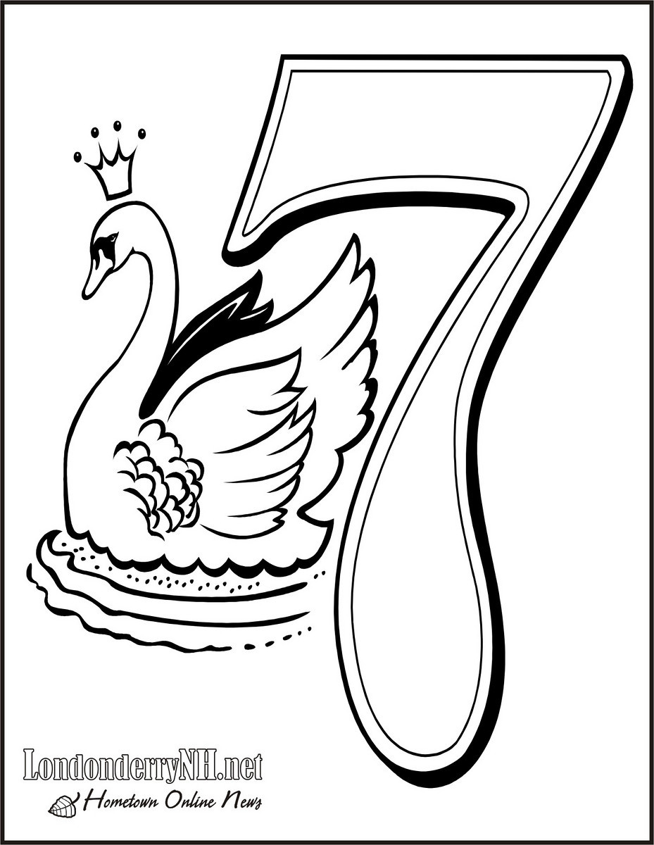 929x1200 Seven Swans A Swimming Coloring Page 12 Days Of Christmas