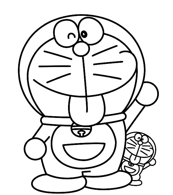 600x678 Doraemon With Little Twins Of Him In Doraemon Coloring Pages