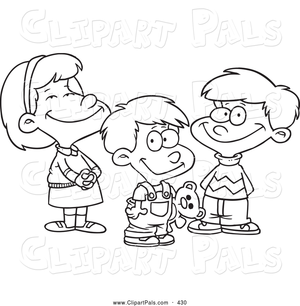 1024x1044 Pal Clipart Of A Coloring Page Of A Small Girl And Two Boys By