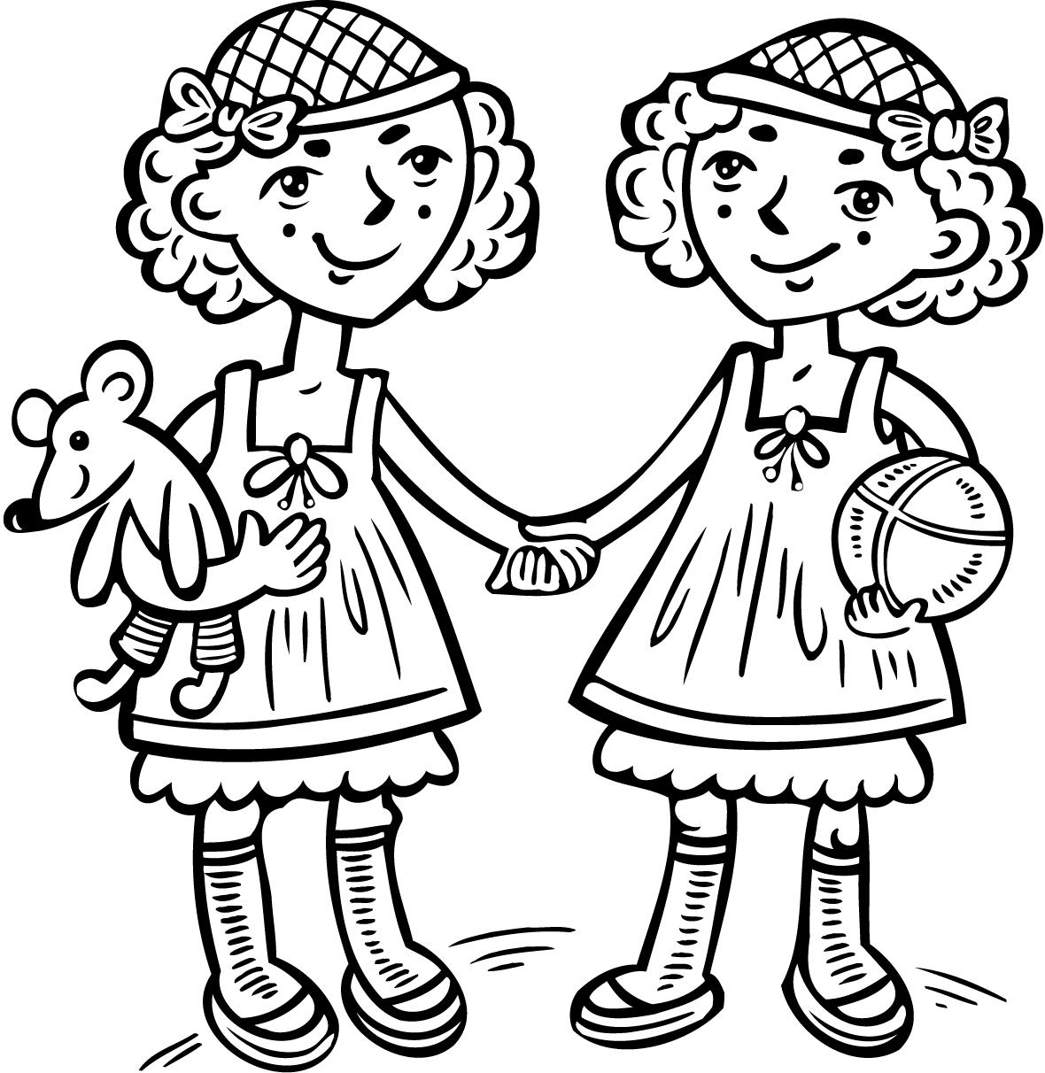 1180x1212 Cute Love Coloring Page Of Two Girls