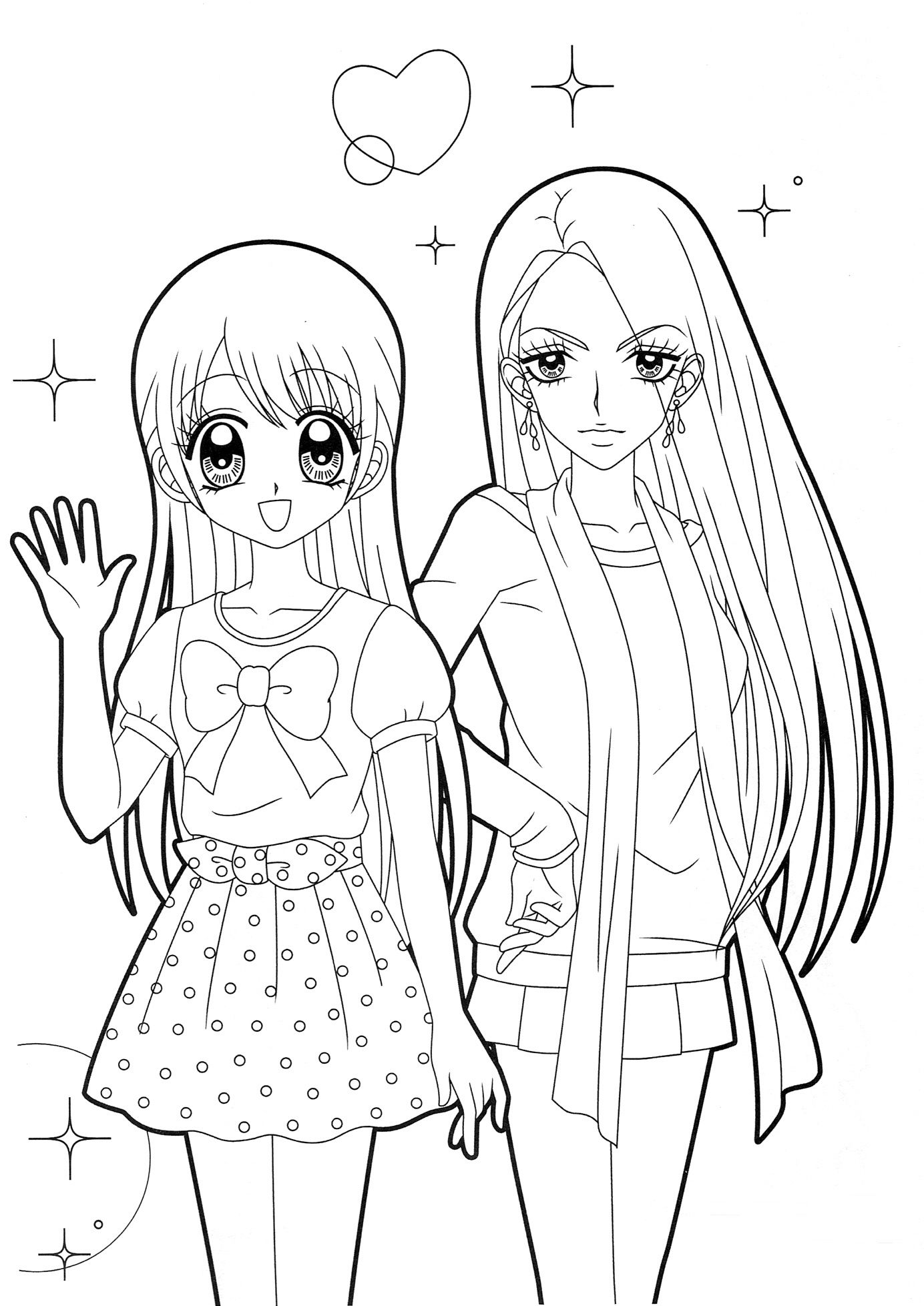 1384x1957 Two Girls Anime Anime