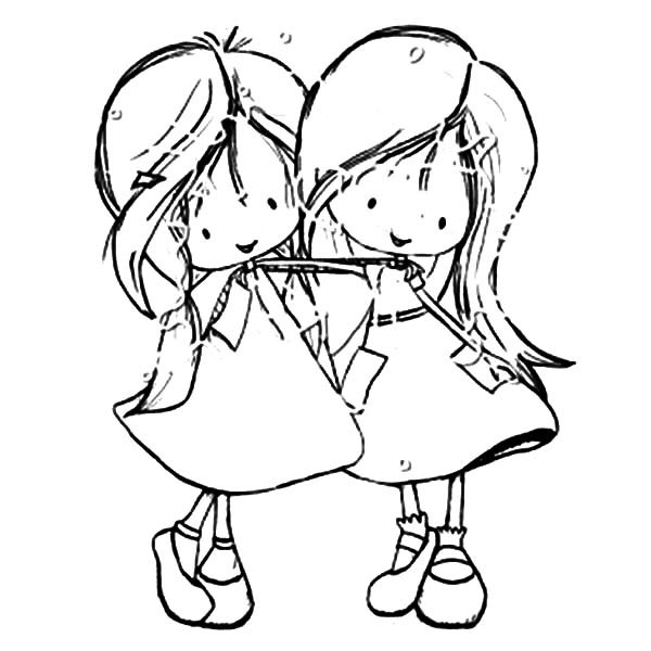 600x600 Best Friends Two Little Girl Coloring Pages Best Place To Color