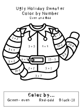 263x350 Ugly Holiday Sweater Color By Number By Kallam's Korner Tpt