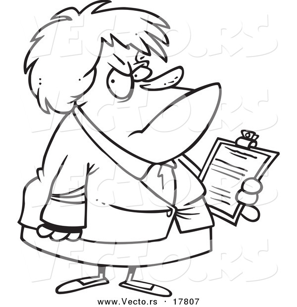 600x620 Vector Of A Cartoon Ugly Female Boss