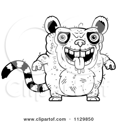 450x470 Cartoon Clipart Of An Outlined Confused Ugly Lemur