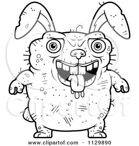 450x470 Cartoon Clipart Of An Outlined Confused Ugly Rabbit