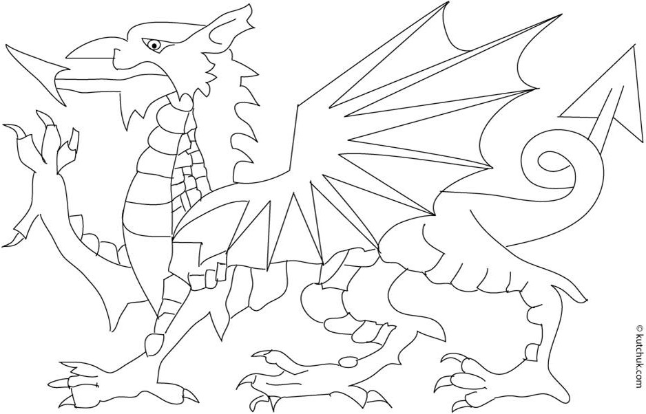 938x602 Wales Flag Coloring Page